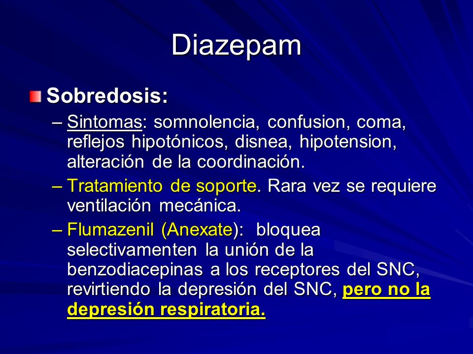sintomas de sobredosis de diazepam